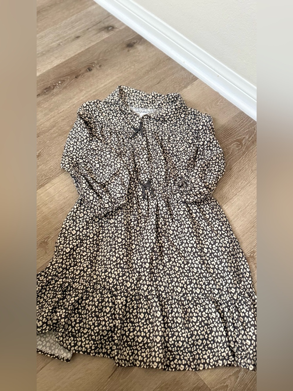 Zara Kids Brown and Cream Leopard Print Dress